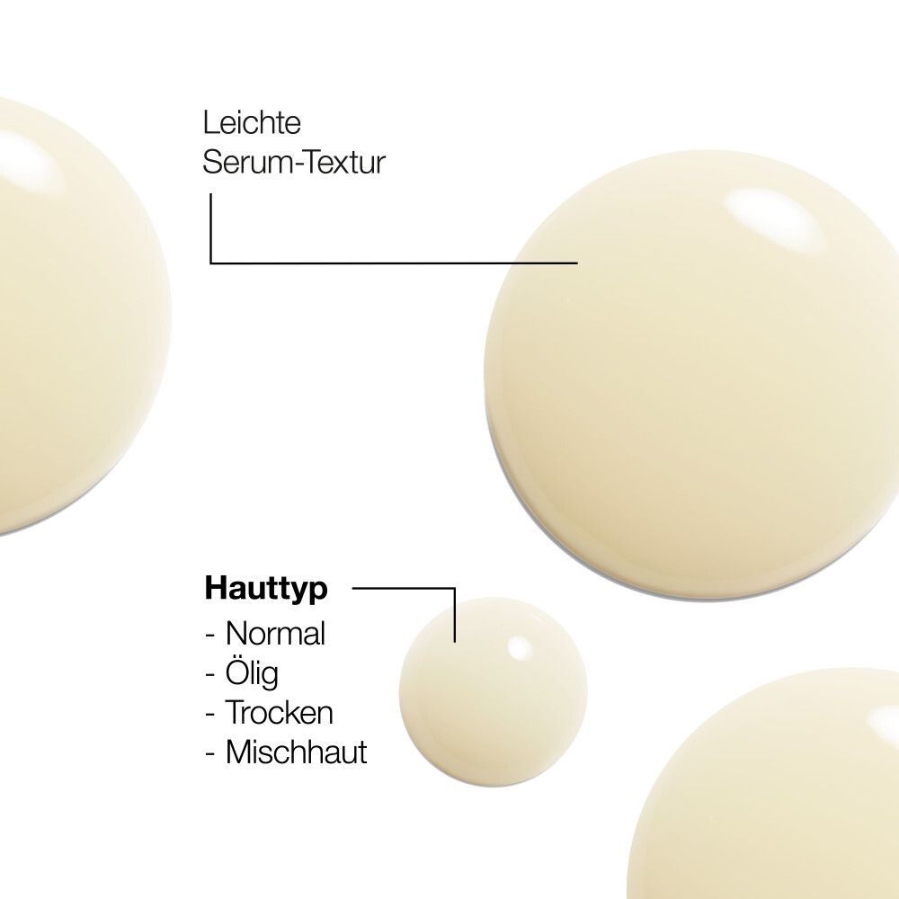Nahaufnahme von Serum-Textur. Hauttypen: Normal, ölig, trocken, Mischhaut.