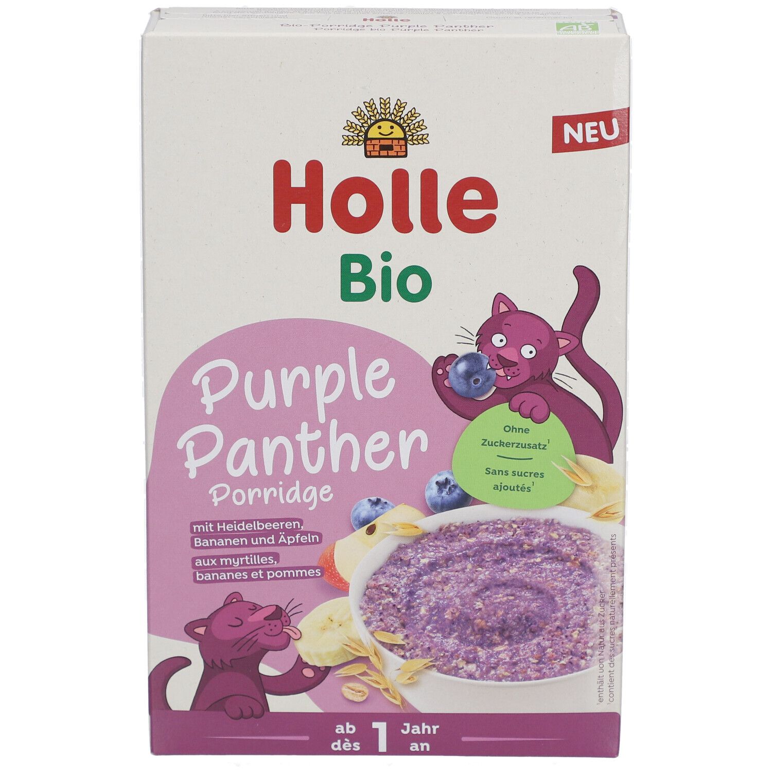 Holle Bio-Purple Panther Haferbrei – Mit Dinkel & Blaubeeren