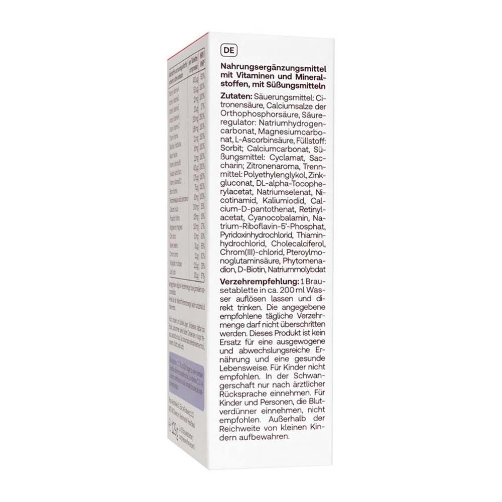 Produktverpackung, Seitenansicht mit Inhaltsangaben und Gebrauchsanweisung. Text in deutscher Sprache.