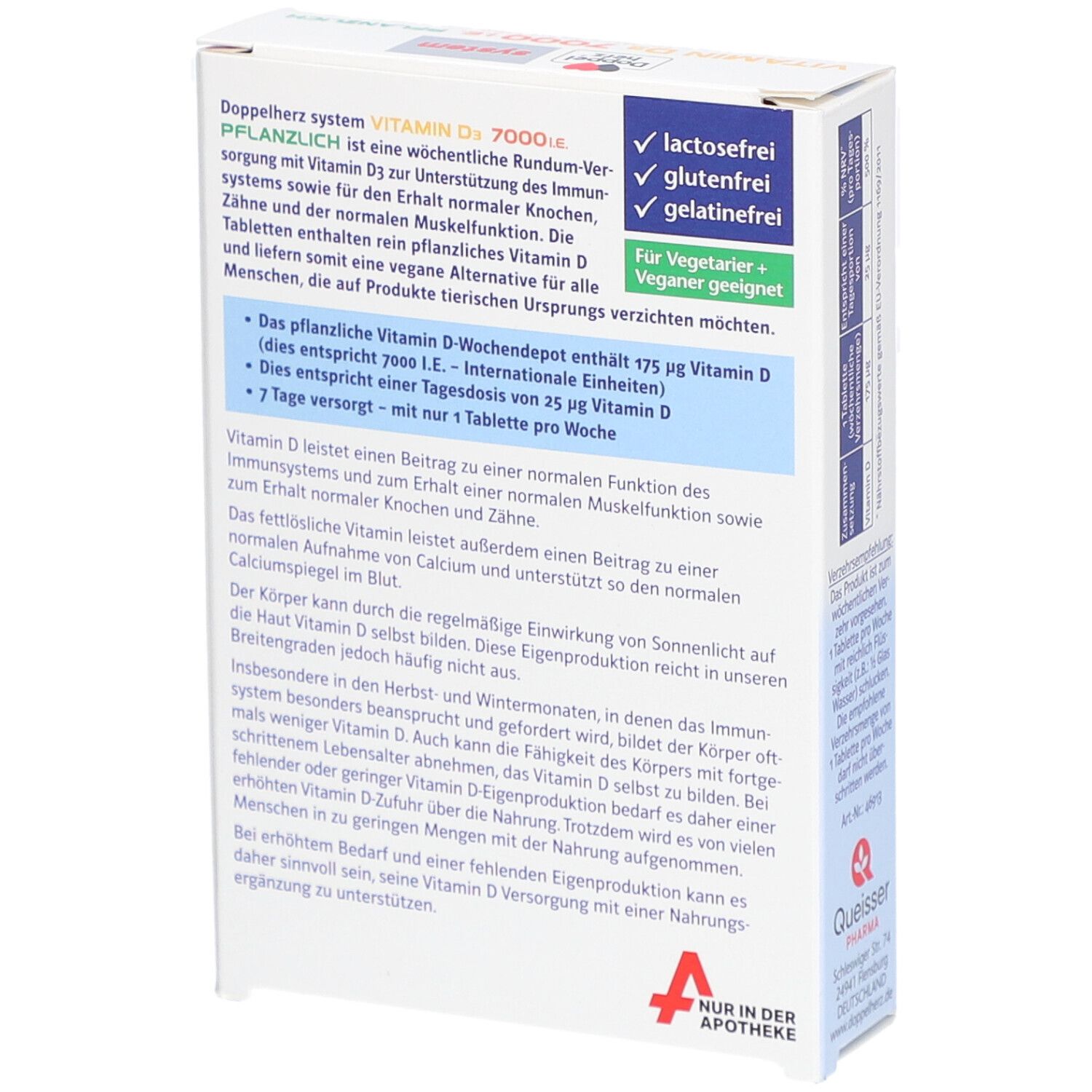 Doppelherz system VITAMIN D3 7000 I.E. PFLANZLICH