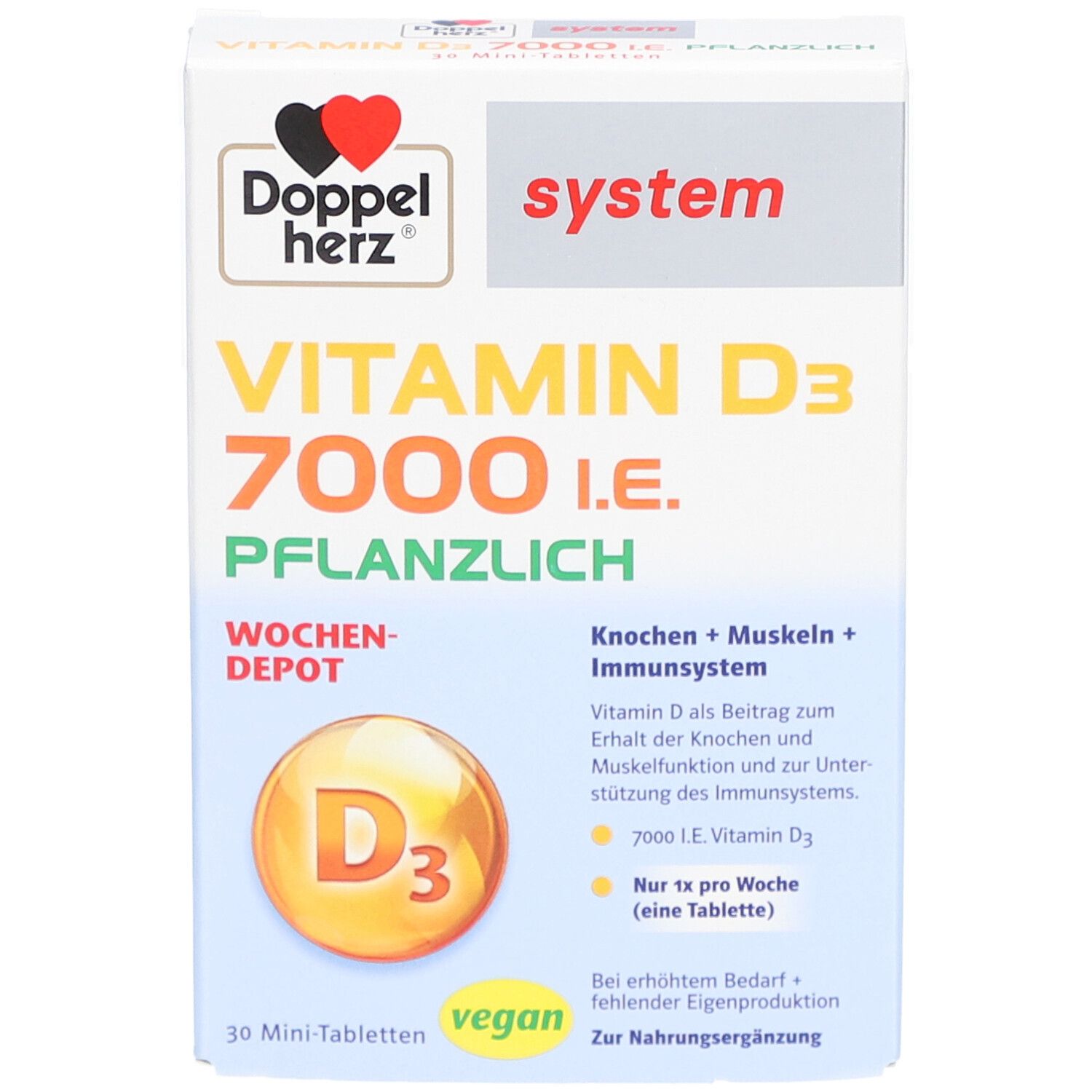 Doppelherz system VITAMIN D3 7000 I.E. PFLANZLICH