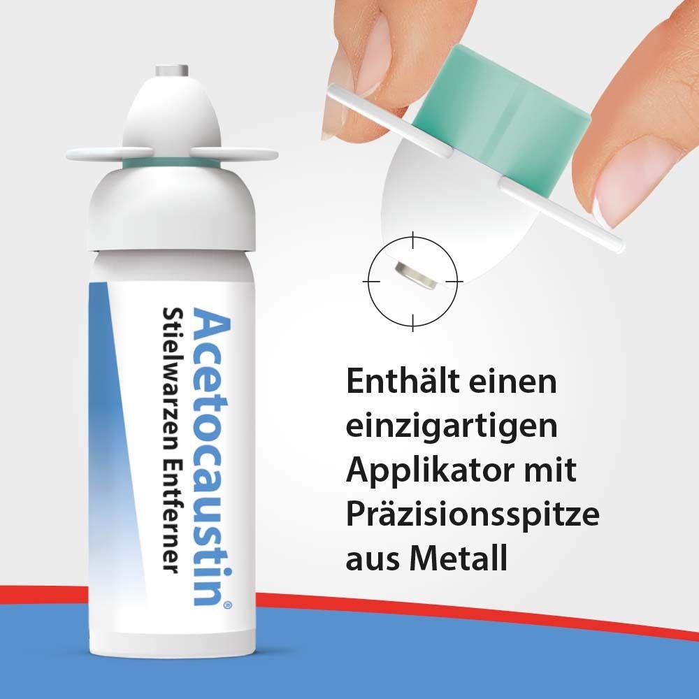 Applikator von Acetocaustin Stielwarzen Entferner. Präzisionsspitze aus Metall.