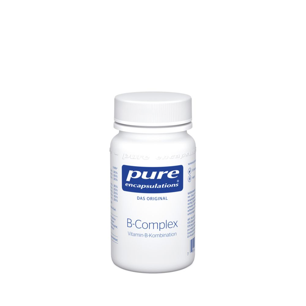 Weiße Dose mit pure encapsulations® B-Complex Vitamin-B-Kombination Etikett.