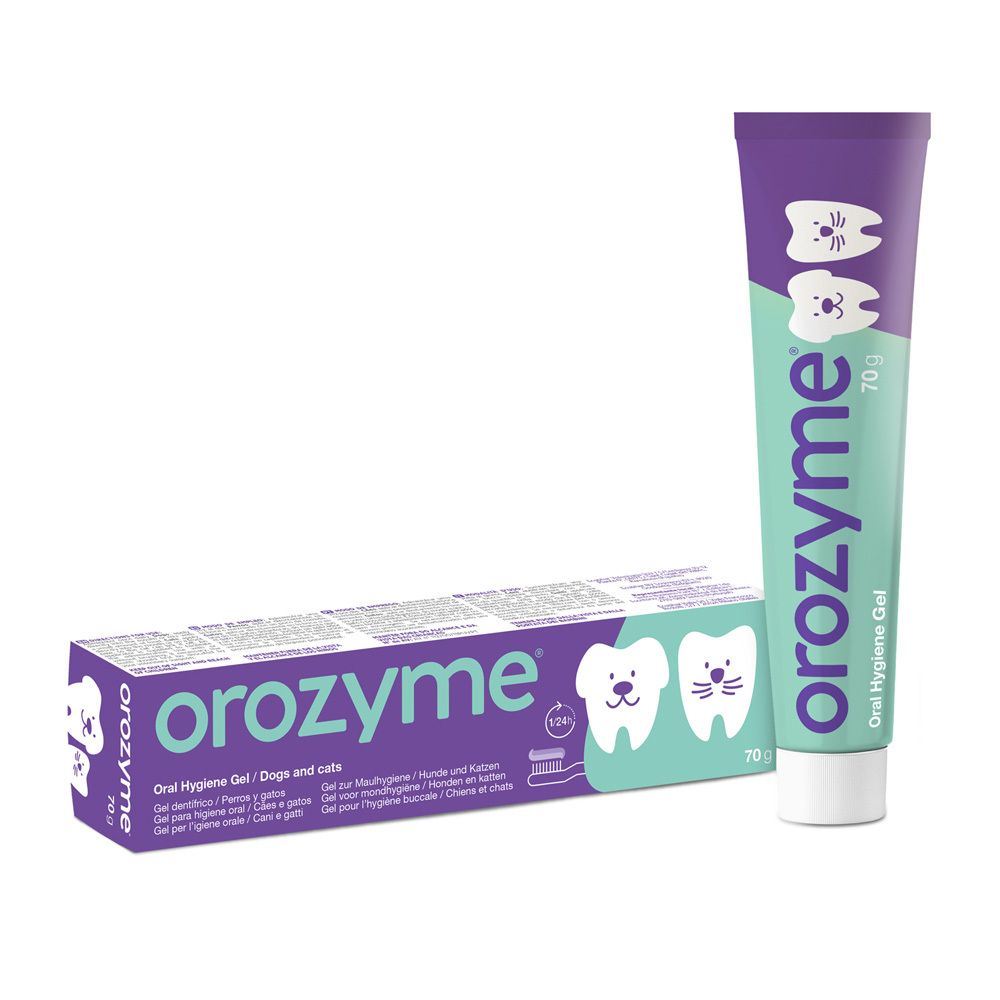 Orozyme Zahnpflege-Gel Tube und Karton für Hunde und Katzen, 70g.