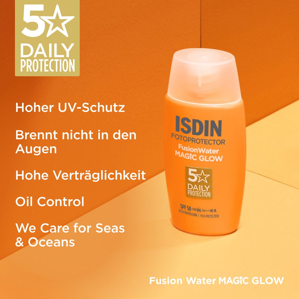 Sonnencreme-Flakon mit Text. Hoher UV-Schutz, brennt nicht in den Augen, Oil Control.