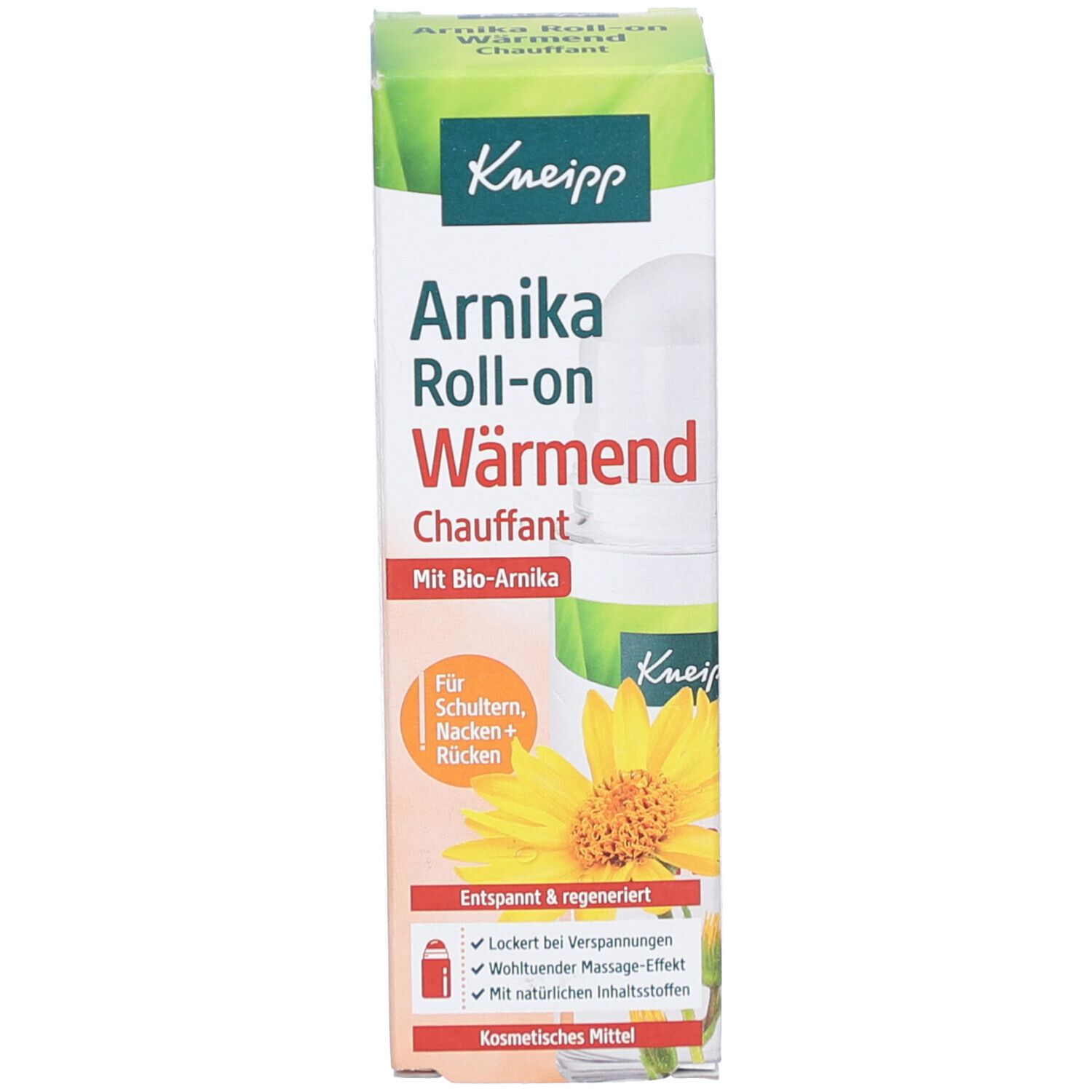 Produktverpackung mit Logo und Produktinformationen. Vorderansicht.