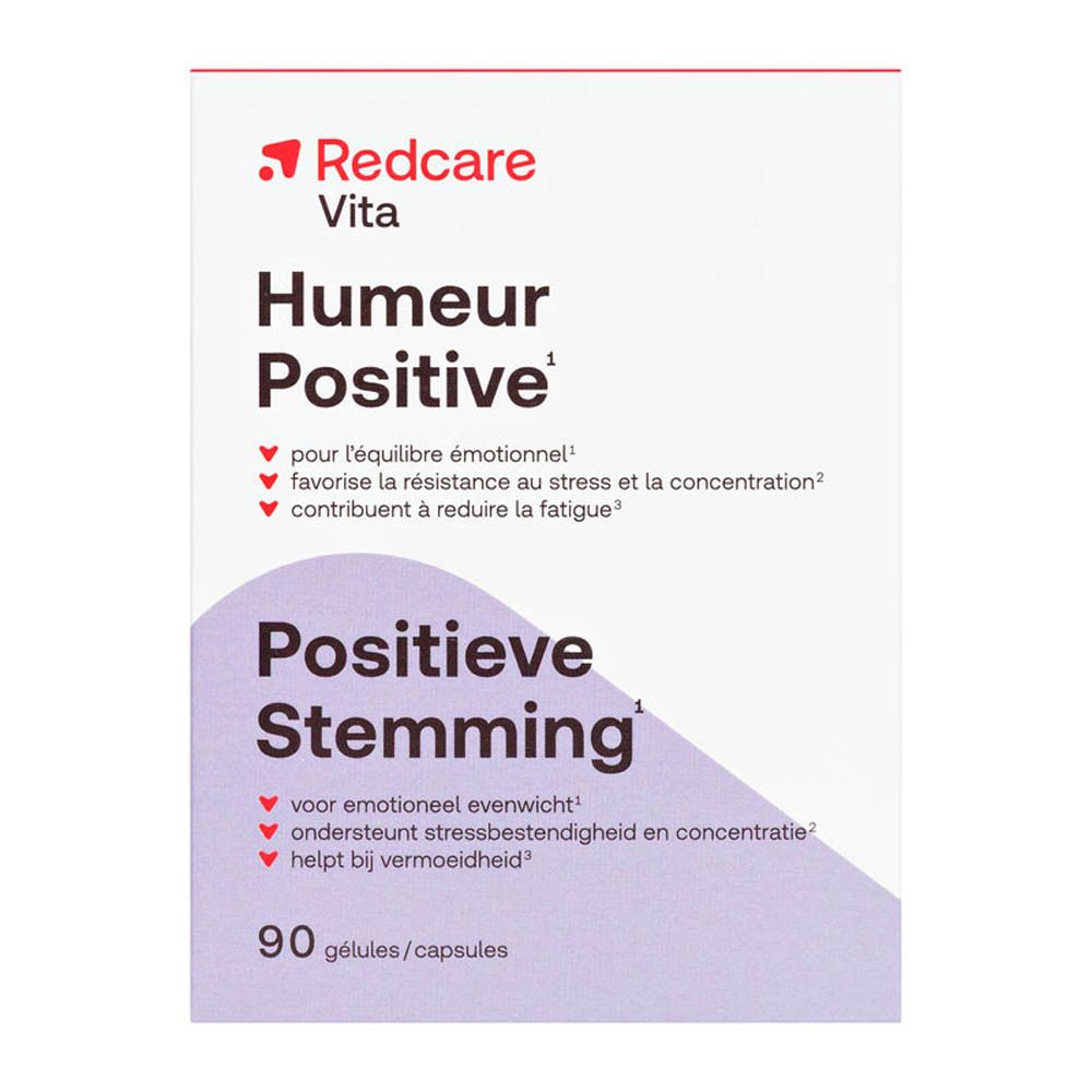 Produktverpackung mit Inhaltsangaben und Dosierung. Enthält 90 Kapseln. Marke: Redcare Vita.