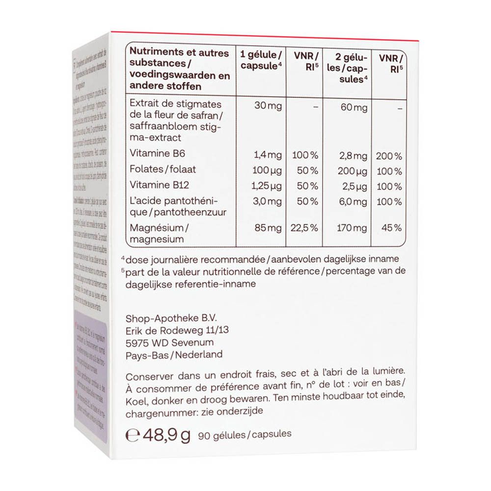 Produktverpackung mit Inhaltsangaben und Dosierung. Enthält 90 Kapseln. Marke: Redcare Vita.