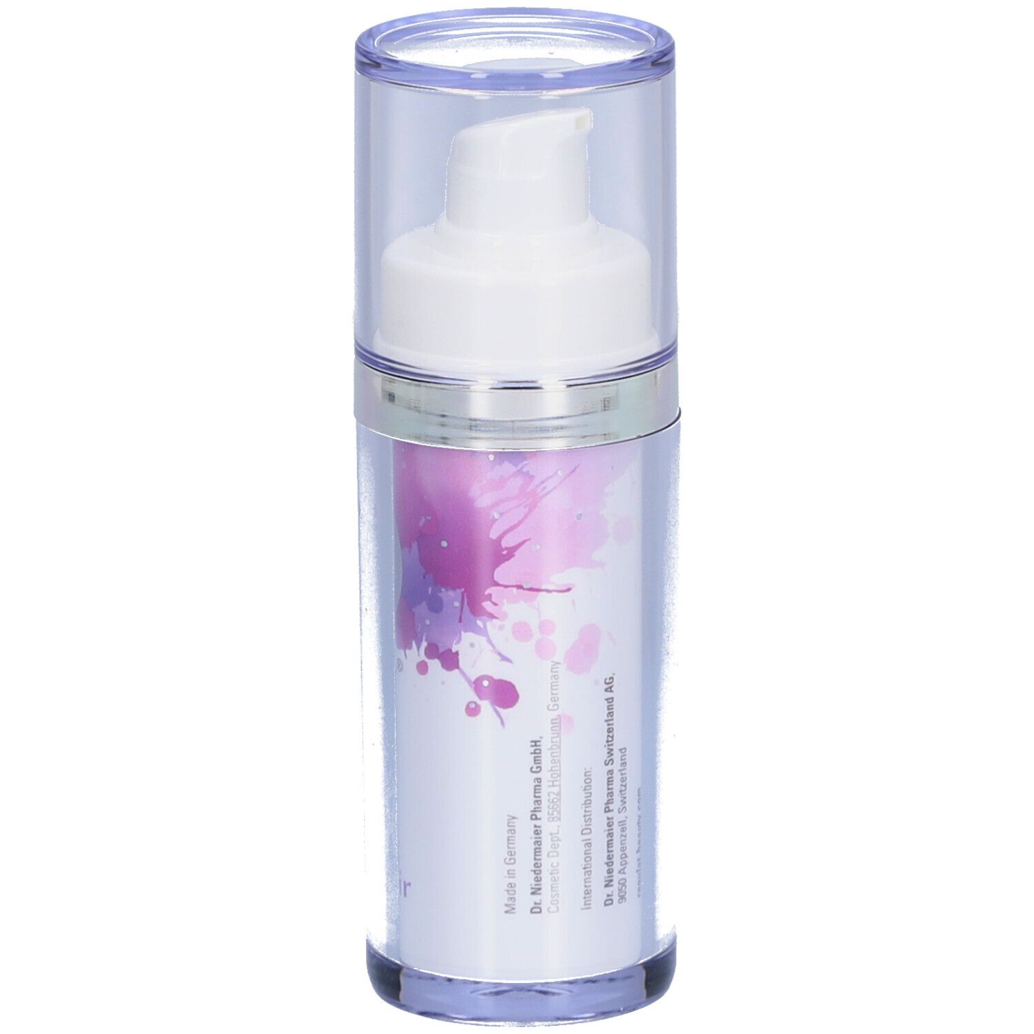 Flasche mit Pumpkopf. Aufschrift: Regulat Beauty, Anti Aging Night Repair. Mit Herstellerinformationen.