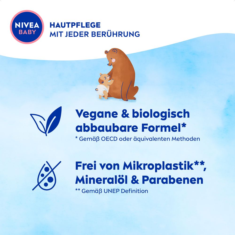 NIVEA BABY Wundschutzcreme Tube mit Bärenmotiv. 96% Inhaltsstoffe natürlichen Ursprungs. 60 ml.