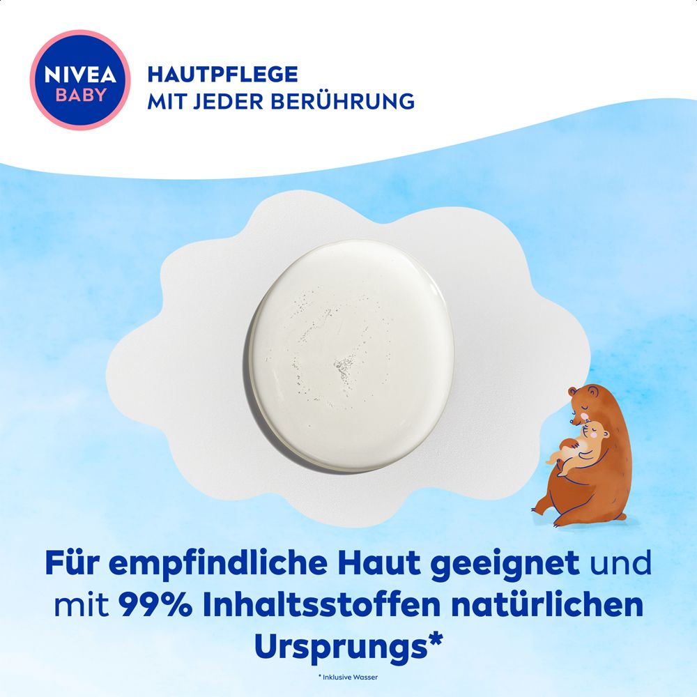 NIVEA BABY: Geeignet für empfindliche Haut, 99% Inhaltsstoffe natürlichen Ursprungs. Mit Bärenmotiv.