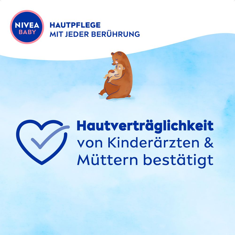 NIVEA BABY: Hautverträglichkeit von Kinderärzten & Müttern bestätigt. Mit Bärenmotiv.