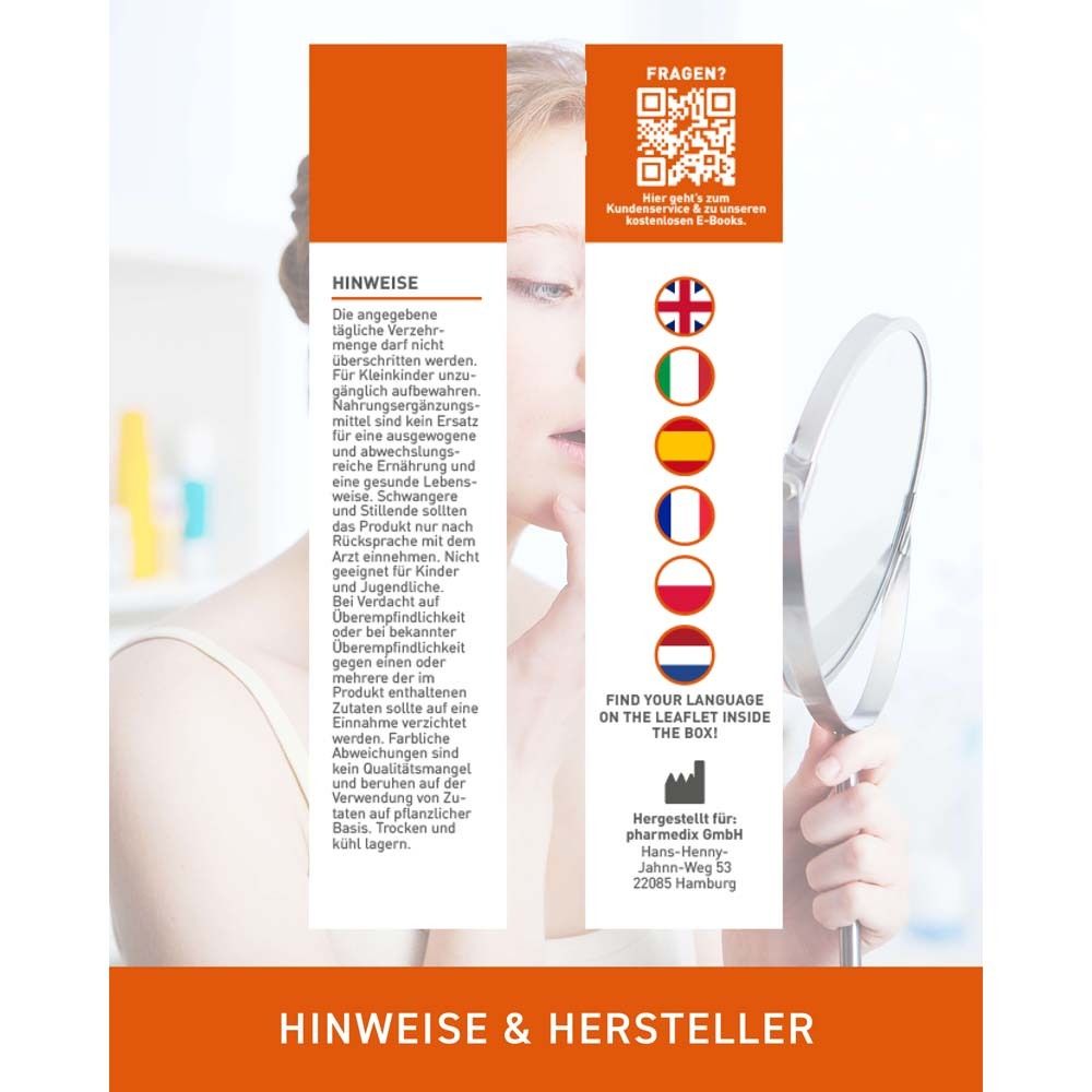 Rückseite der Verpackung von N1 Eisentabletten. Enthält Anwendungshinweise und Herstellerinformationen.