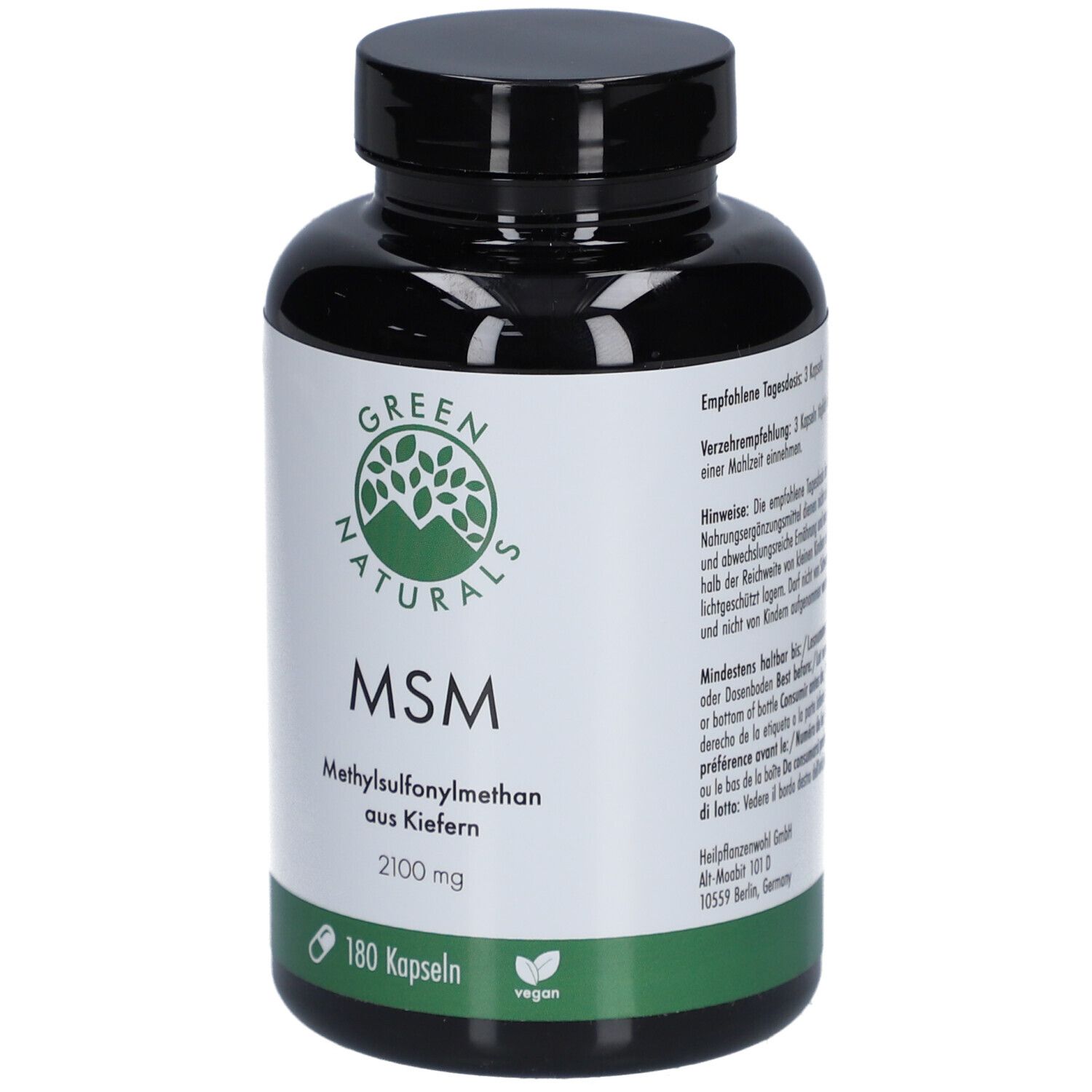 GREEN NATURALS MSM 2100 mg vegan hochdosiert Kapseln