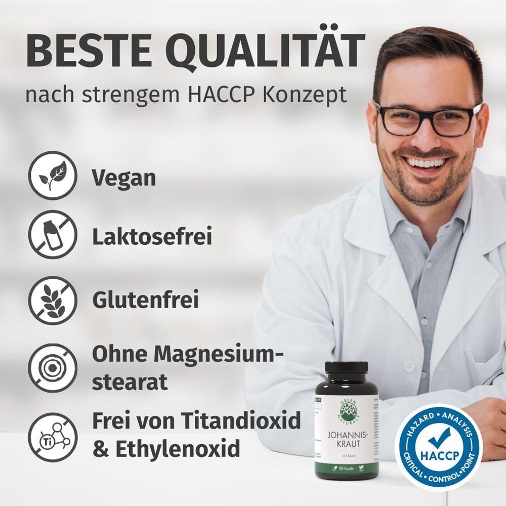 Mann mit Flasche. Text: Beste Qualität. Vegan, laktosefrei, glutenfrei. Ohne Magnesiumstearat.