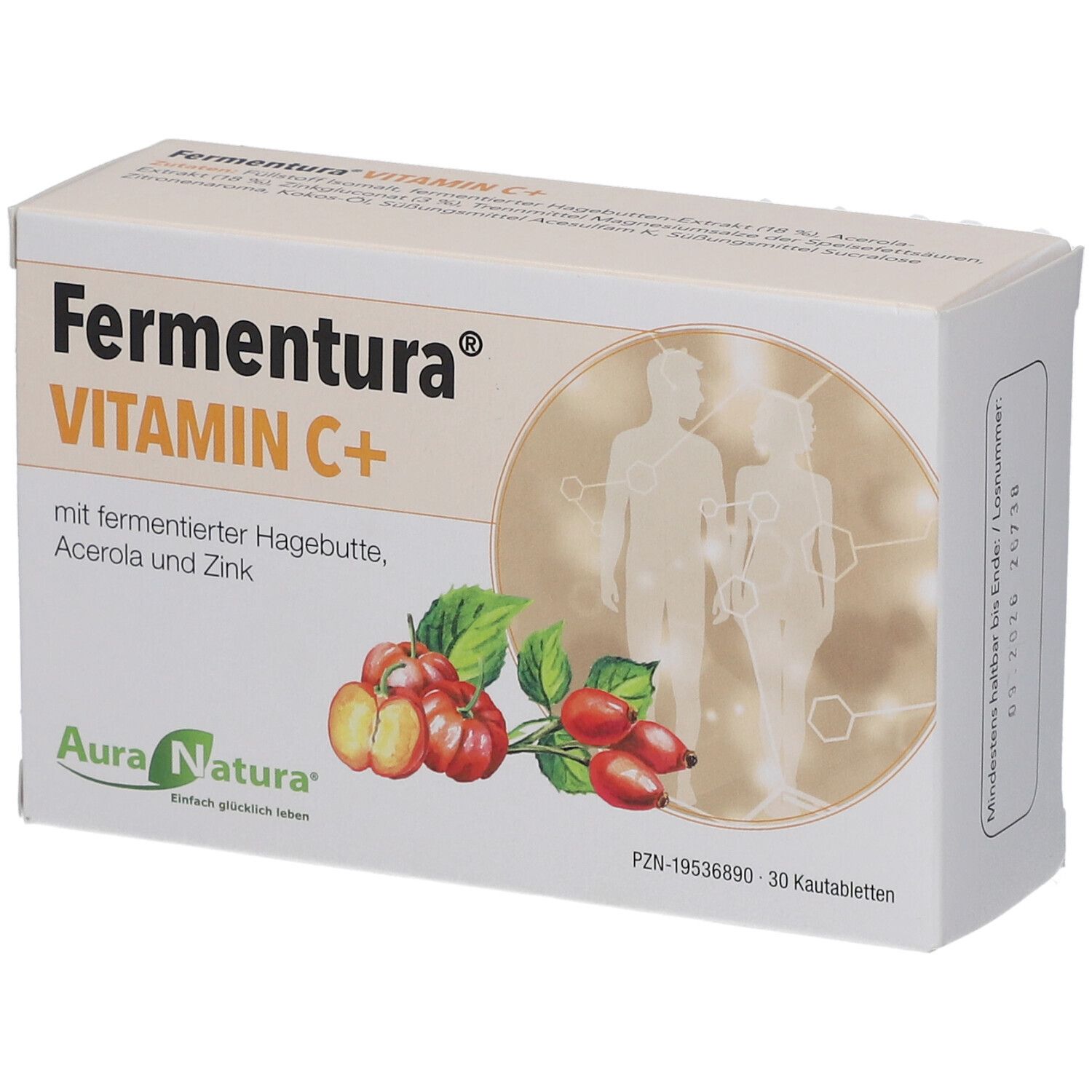 AuraNatura Fermentura Vitamin C+ Kautabletten mit Hagebutte, Acerola & Zink