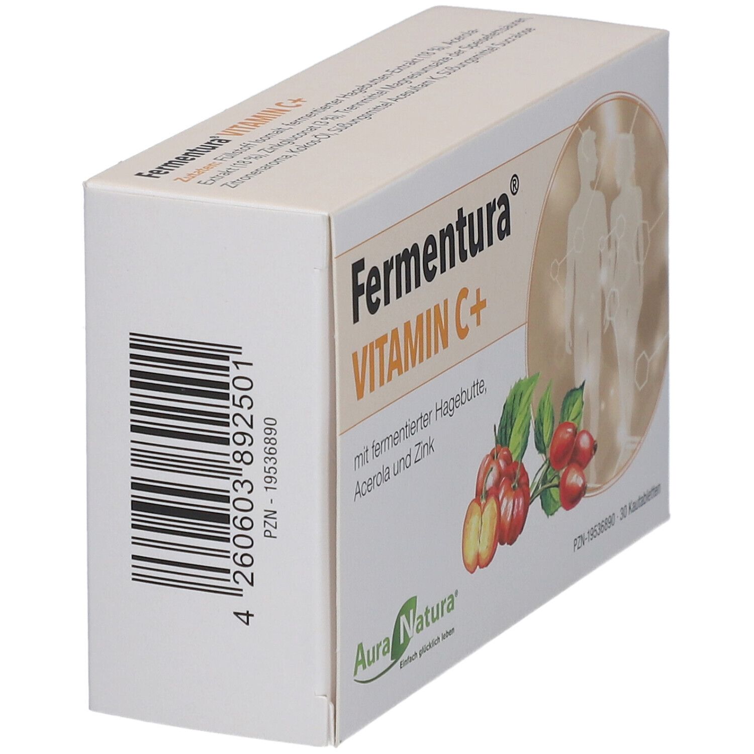 AuraNatura Fermentura Vitamin C+ Kautabletten mit Hagebutte, Acerola & Zink