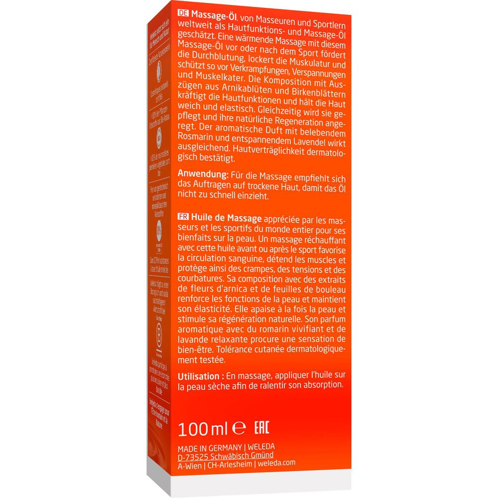 Rückseite der Produktverpackung. Text in Deutsch und Französisch. 100 ml. Hergestellt in Deutschland.