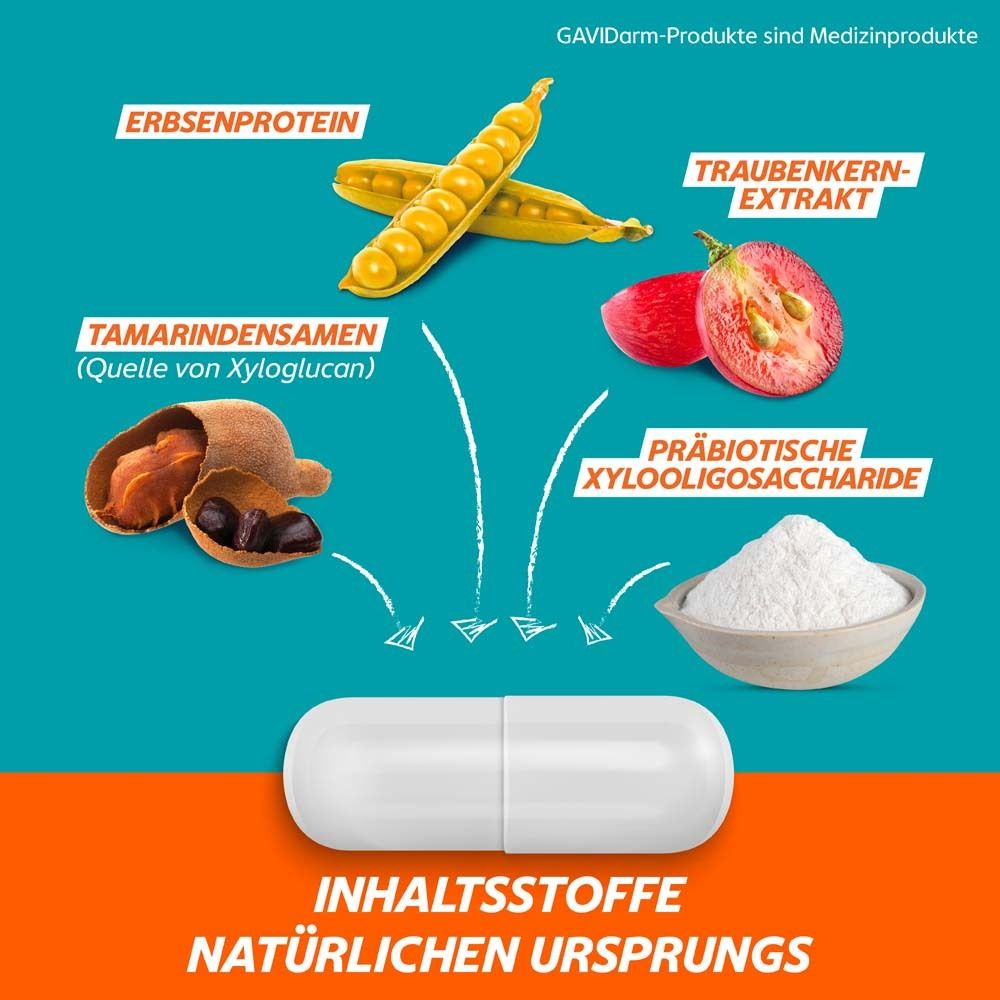 Kapsel mit Zutaten: Erbsenprotein, Traubenkernextrakt, Tamarindensamen, Xylooligosaccharide.