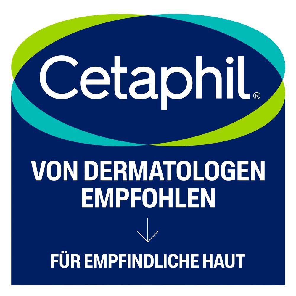 Logo Cetaphil®. Text: Von Dermatologen empfohlen. Für empfindliche Haut.