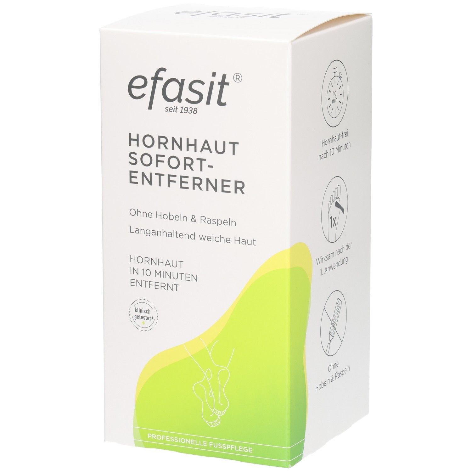 Efasit Hornhaut Sofort-Entferner Box. Entfernt Hornhaut in 10 Minuten ohne Hobeln & Raspeln.