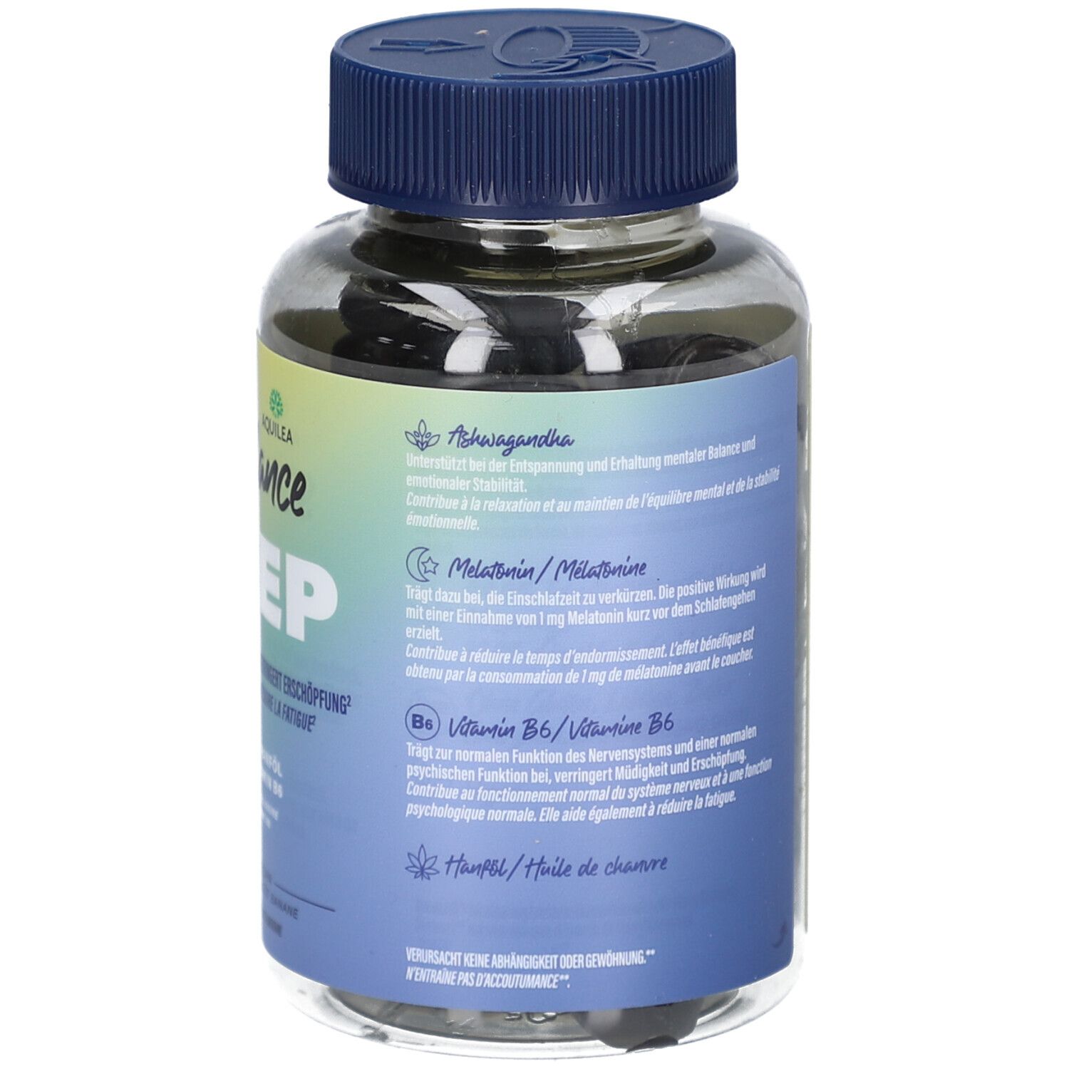 Rückseite der Dose. Enthält Informationen zu Inhaltsstoffen und Gebrauchsanweisung. Marke AQUILEA.