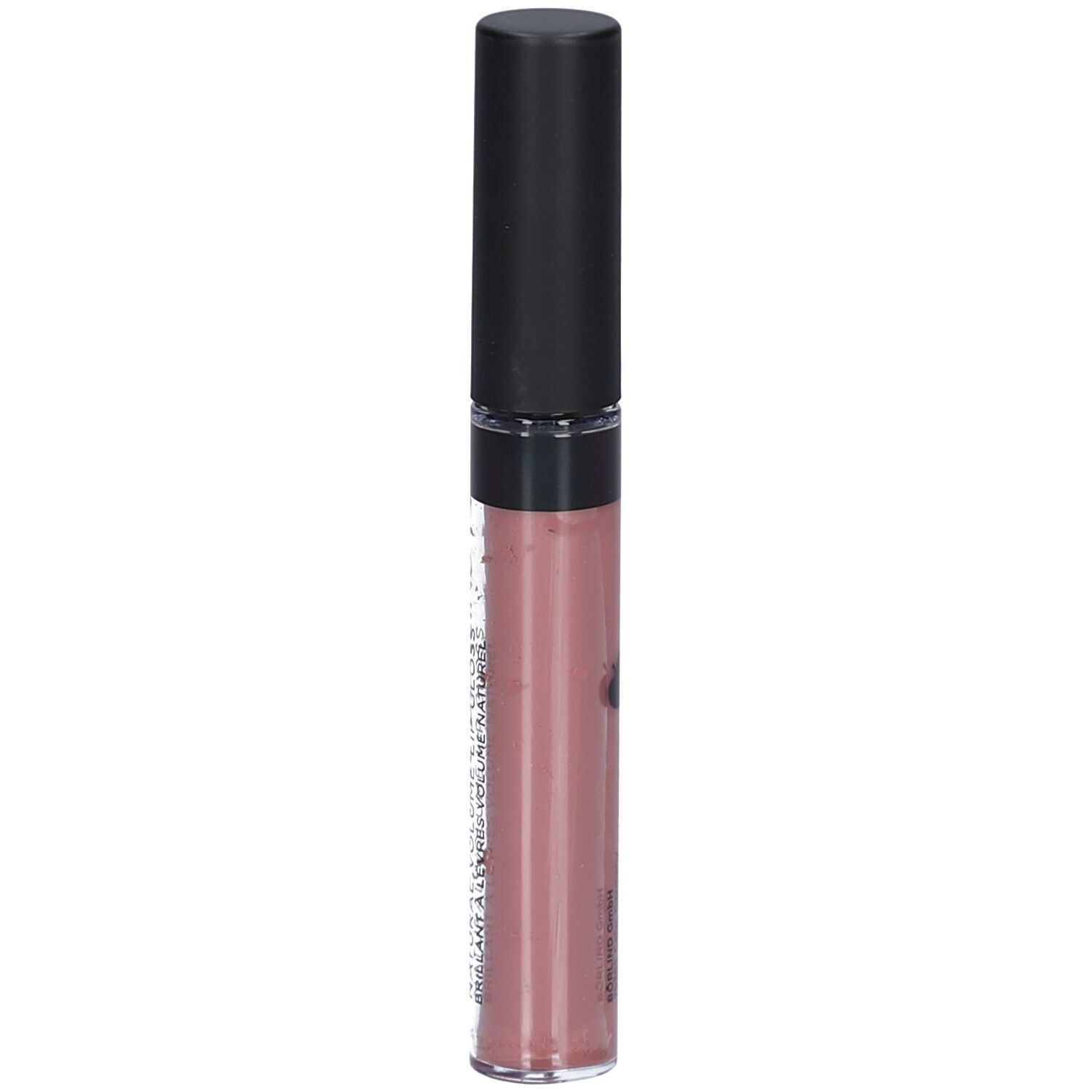 Lipgloss mit schwarzem Deckel. Farbe: Nude. Aufschrift: ANNEMARIE BÖRLIND. Volumen-Lipgloss.