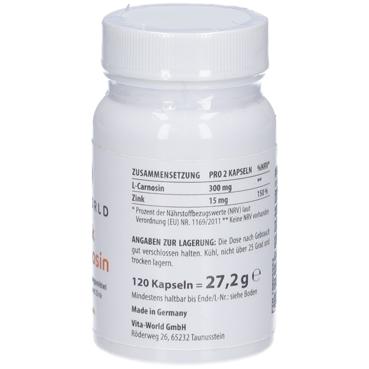 VitaWorld Zink L-Carnosin Kapseln mit 300 mg L-Carnosin