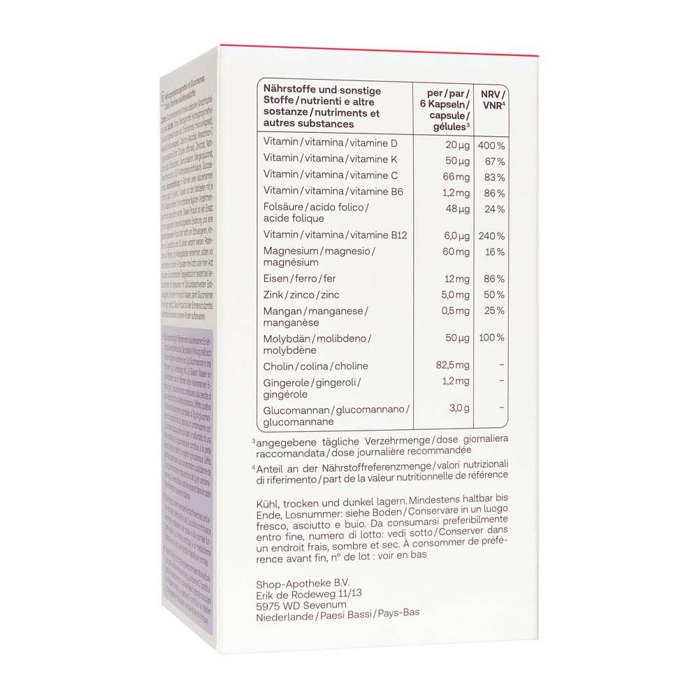 Rückseite der Schachtel mit Nährwerttabelle für 'Sonnenkomplex'.