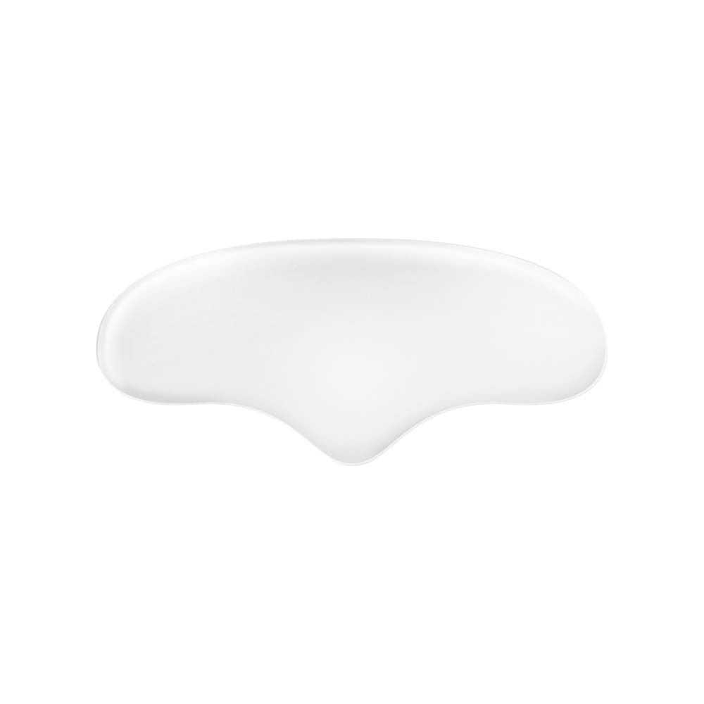Weißes, tropfenförmiges Stirn Pad. Geformt für die Stirn. Glatte Oberfläche. Produkt für die Gesichtspflege.