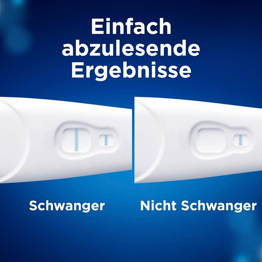 Vergleich der Testergebnisse: Schwanger (2 Linien) und Nicht Schwanger (1 Linie).