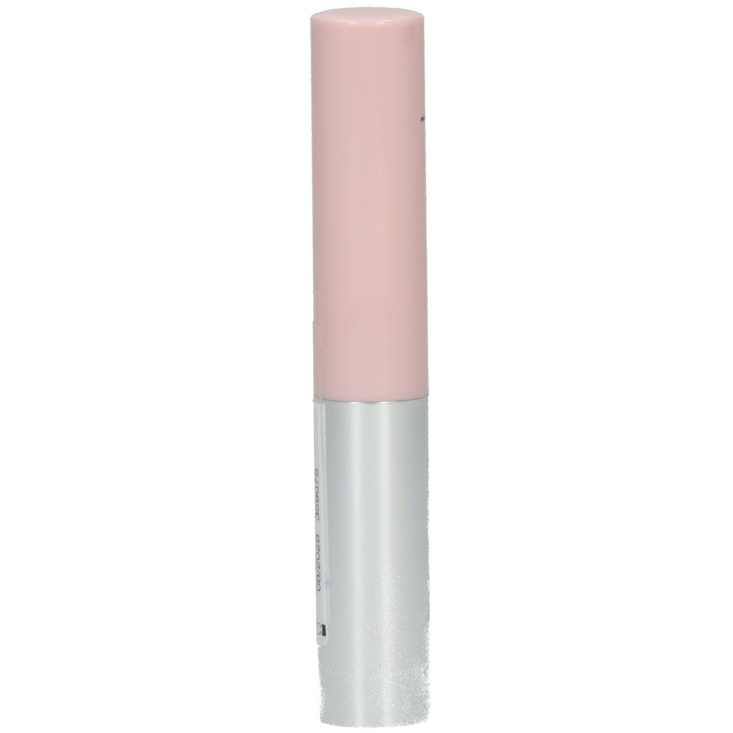 Lavera Melting Glow Lipstick, Glazed Honey 02. Rosa Hülse mit silbernem Boden und Barcode. Rückseite des Produkts.