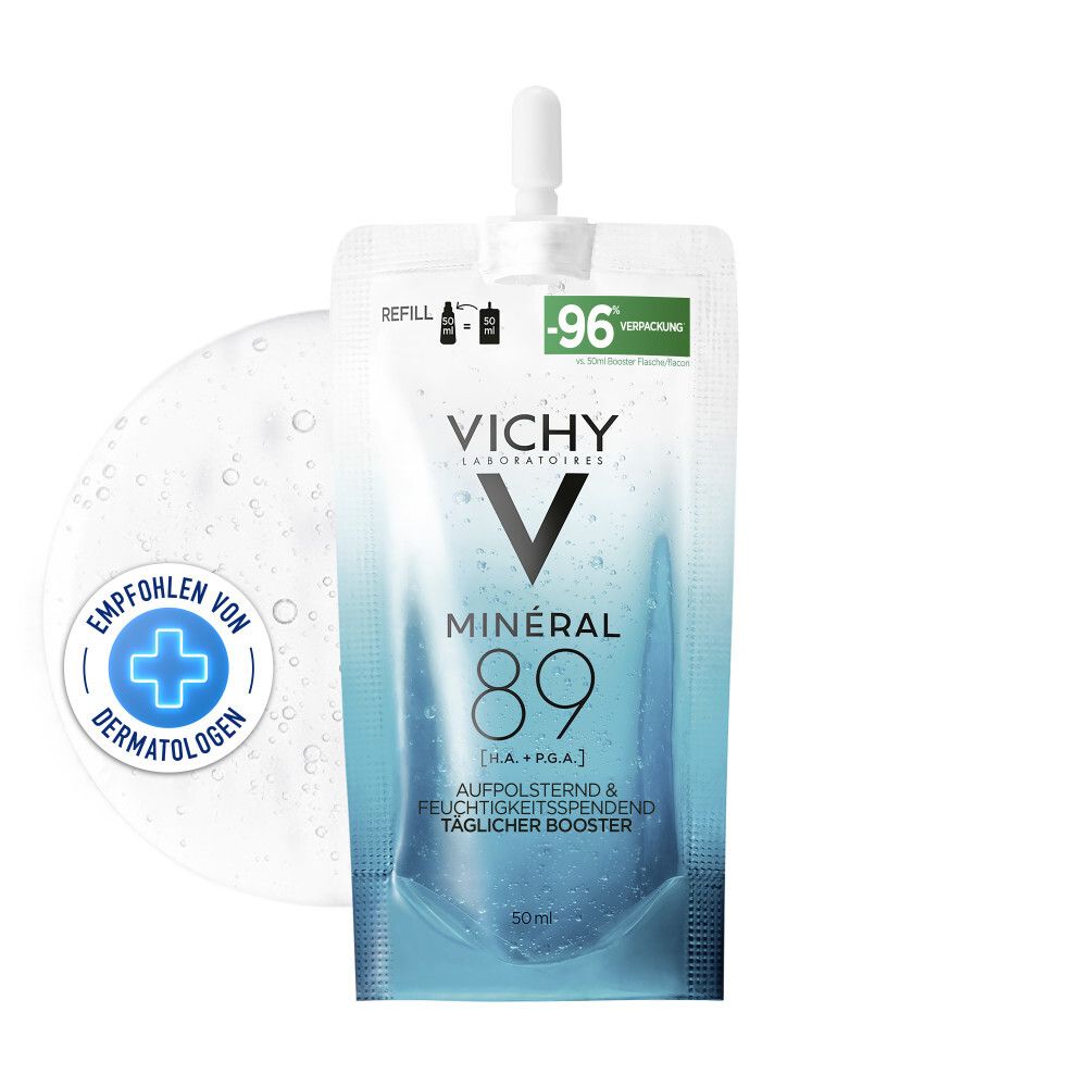 Vichy Mineral 89 Nachfüllbeutel mit Hyaluronsäure. Dermatologisch empfohlen.