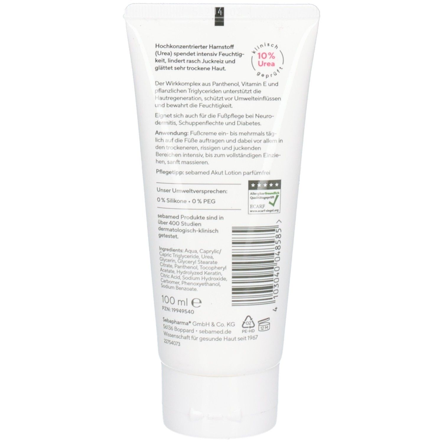 Sebamed Urea 10% Akut Fußcreme parfümfrei