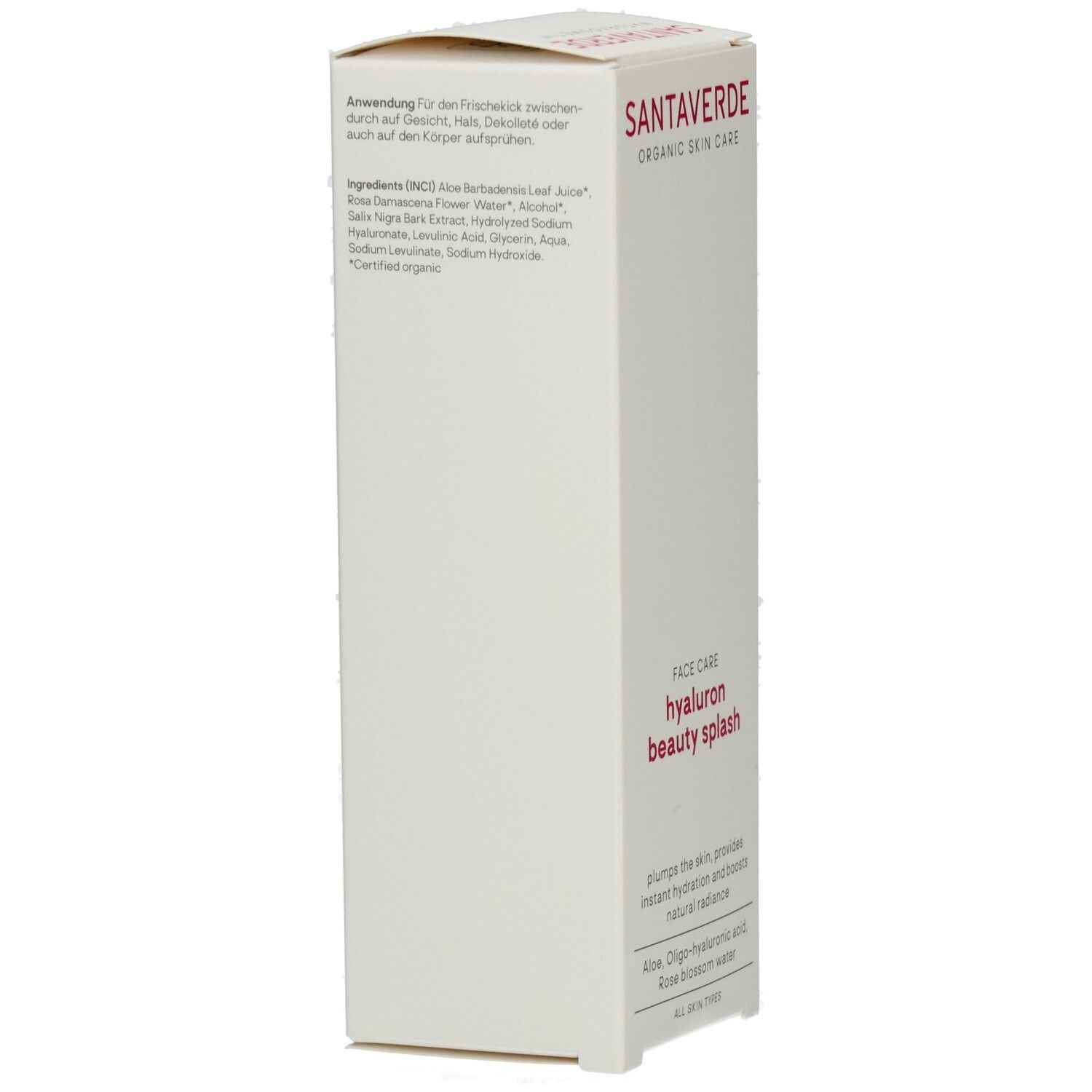 Rückseite einer weißen Produktverpackung. Text in deutscher Sprache, mit Informationen und Logos.