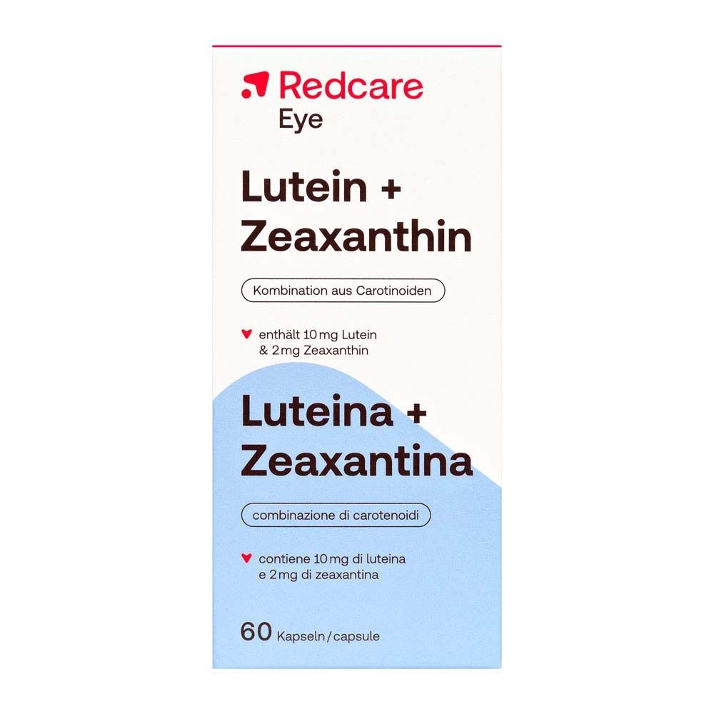 Schachtel mit Redcare Eye Lutein + Zeaxanthin. 60 Kapseln.