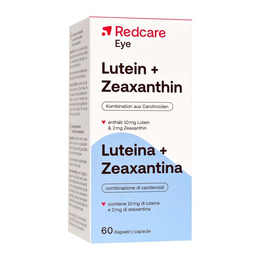 Schachtel mit Redcare Eye Lutein + Zeaxanthin. 60 Kapseln.