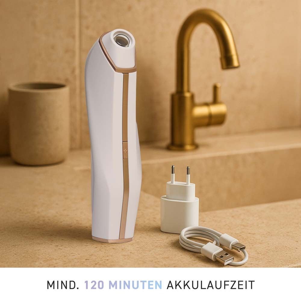 Frau mit Gesicht. Text: "Die hauteigene Produktion von Kollagen wird stimuliert, was die Hautstruktur stärkt und glättet".