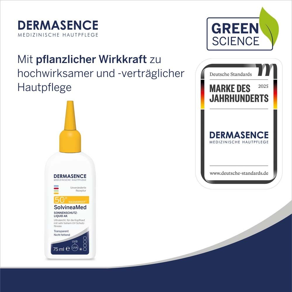 Produktflasche mit Text und Logo: Marke des Jahrhunderts 2025. Mit pflanzlicher Wirkkraft zu hochsamer Hautpflege.