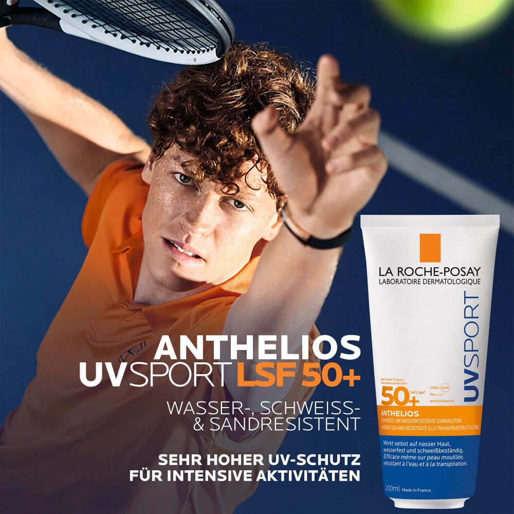 La Roche-Posay Anthelios UVsport LSF 50+ Gel. Hoher UV-Schutz für intensive Aktivitäten. Wasser-, schweiß- & sandresistent.