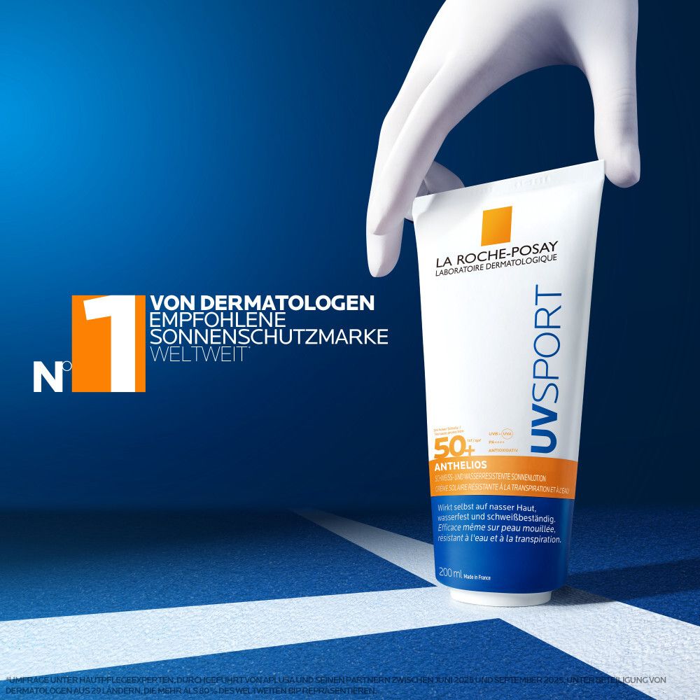 La Roche-Posay Anthelios UVsport LSF 50+. Weltweit Nr. 1 von Dermatologen empfohlene Sonnenschutzmarke.