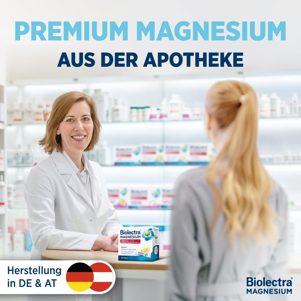 Premium Magnesium aus der Apotheke, hergestellt in DE & AT.