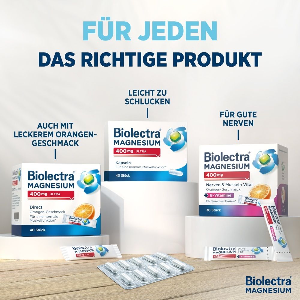 Biolectra Magnesium 400 mg: Direkt, Kapseln, für Nerven & Muskeln.