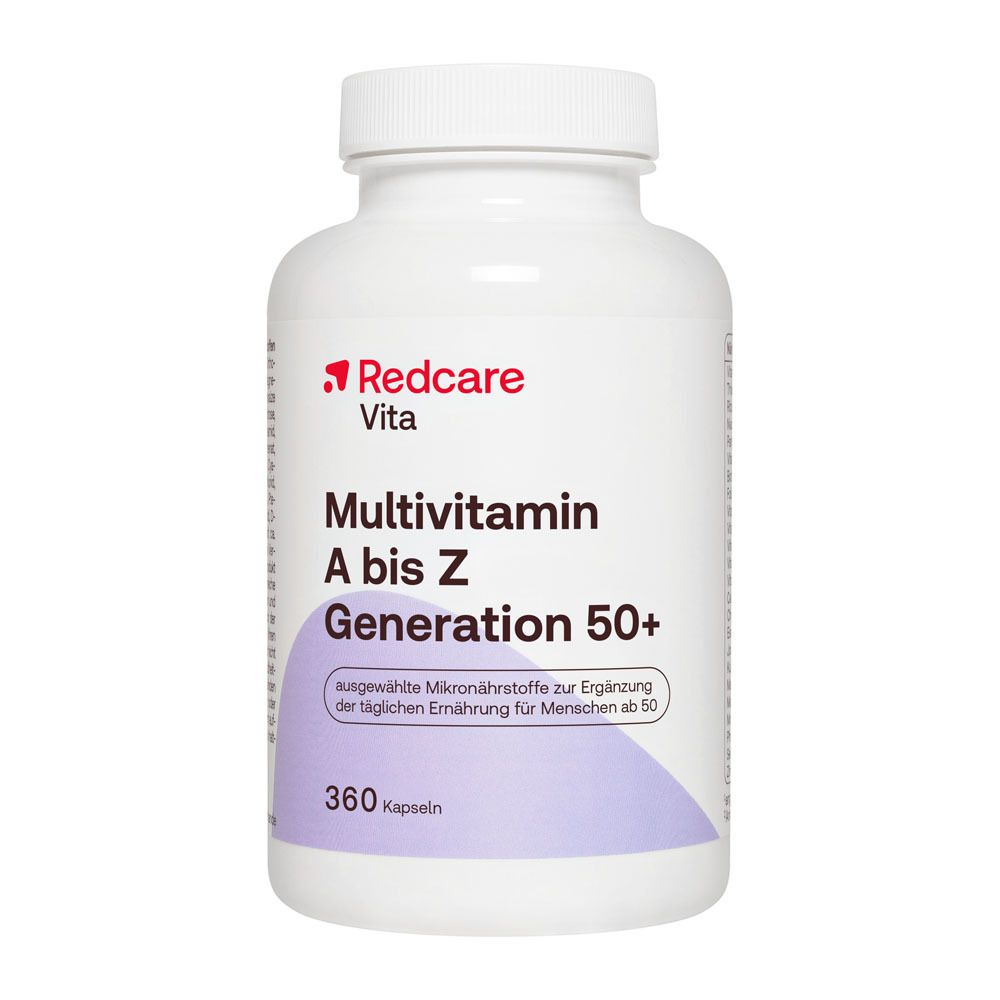 Dose Redcare Vita Multivitamin A bis Z Generation 50+ mit 360 Kapseln.