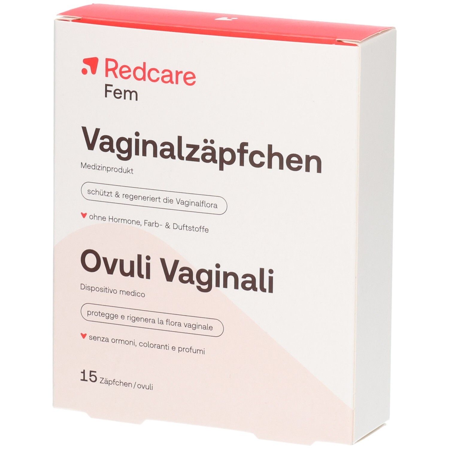 Redcare Fem Vaginalzäpfchen: gegen Scheidentrockenheit, mit Hyaluronsäure, lindert Brennen & Juckreiz.