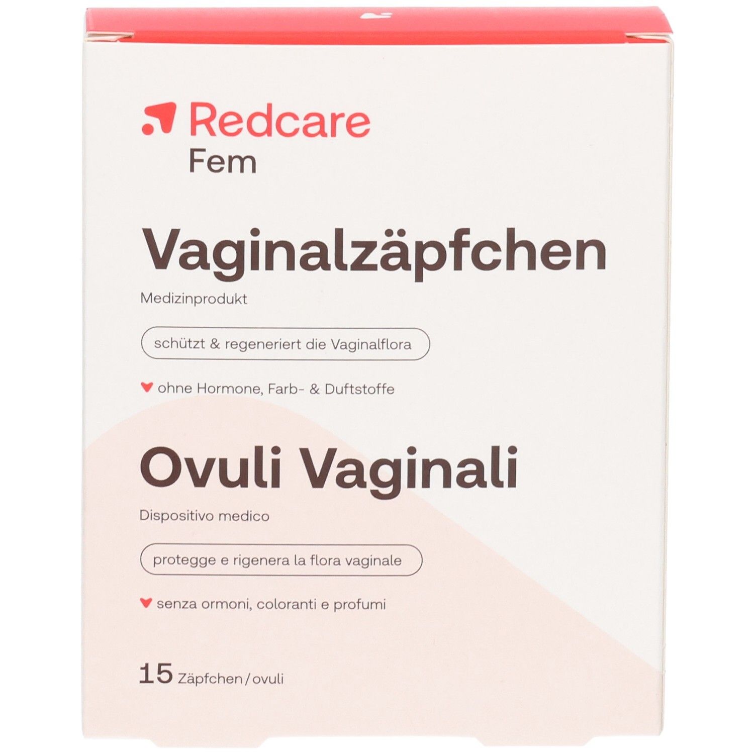 Redcare Fem Vaginalzäpfchen: schützt & regeneriert Vaginalflora, ohne Hormone, Farbstoffe, Duftstoffe.