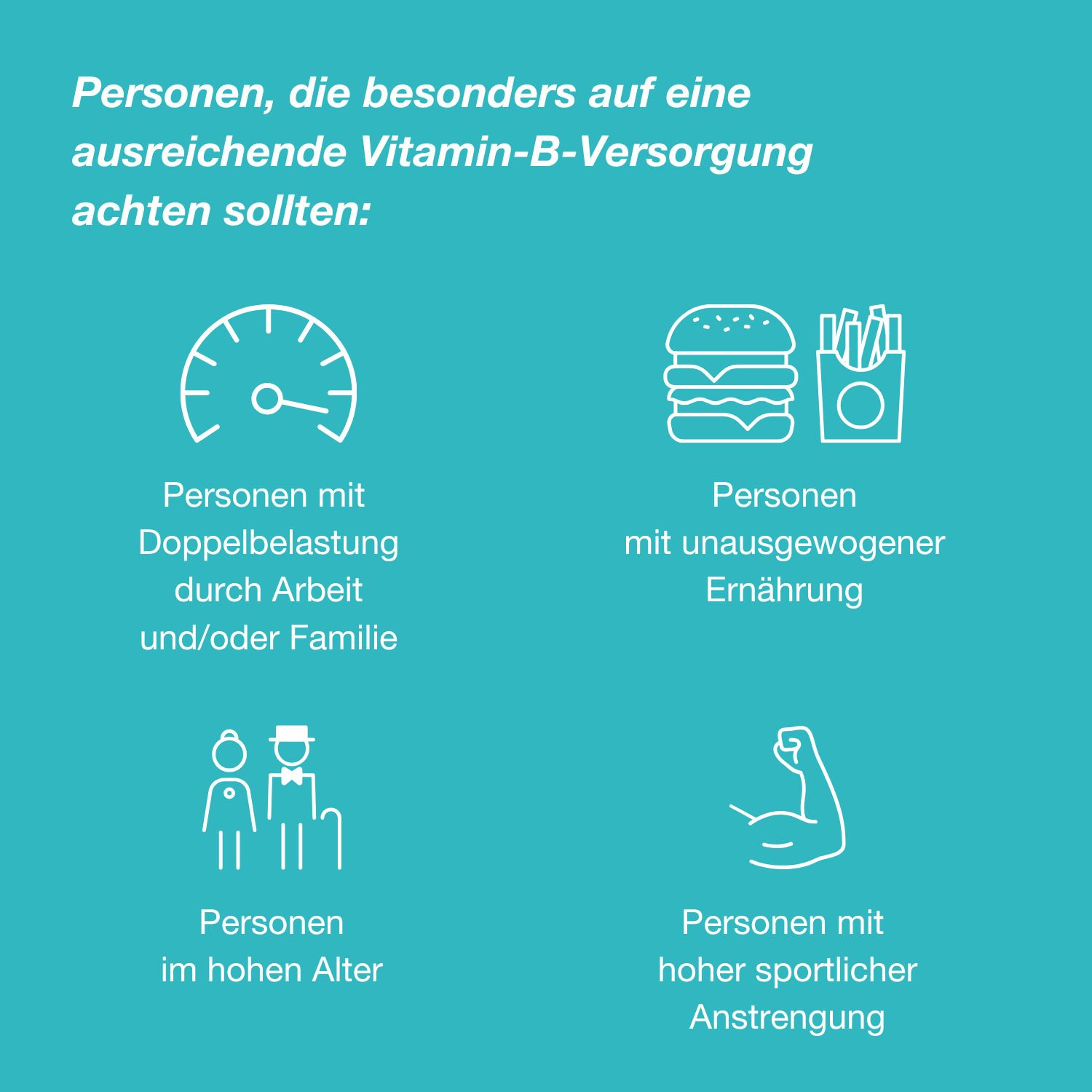 Personen, die auf Vitamin-B-Versorgung achten sollten.