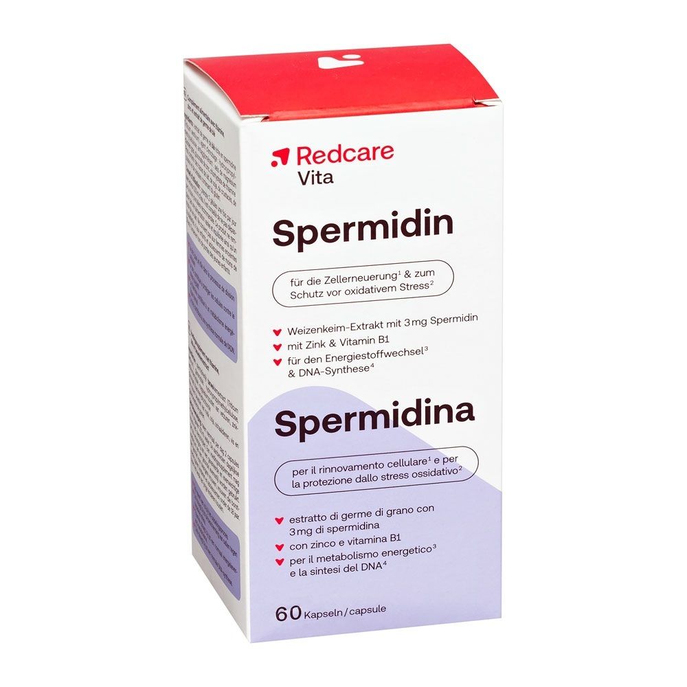 Verpackung von Redcare Vita Spermidin Kapseln, 60 Stück.