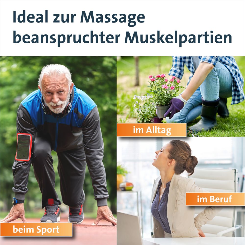 Keltican® aktiv Wärmendes CBD Gel. Anwendung: Sport, Alltag, Beruf. Bilder von Personen in verschiedenen Situationen.