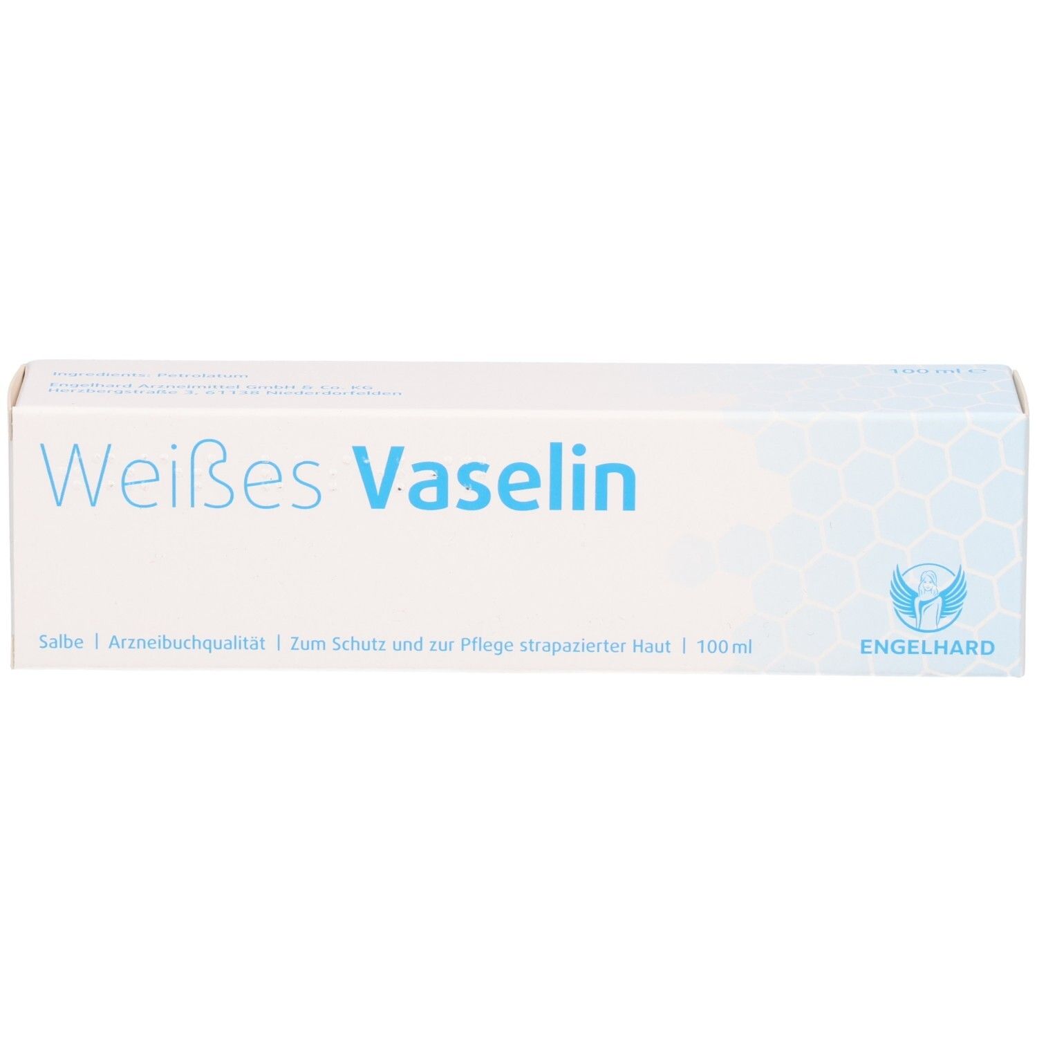 Verpackung für weißes Vaselin, 100 ml, Engelhard.